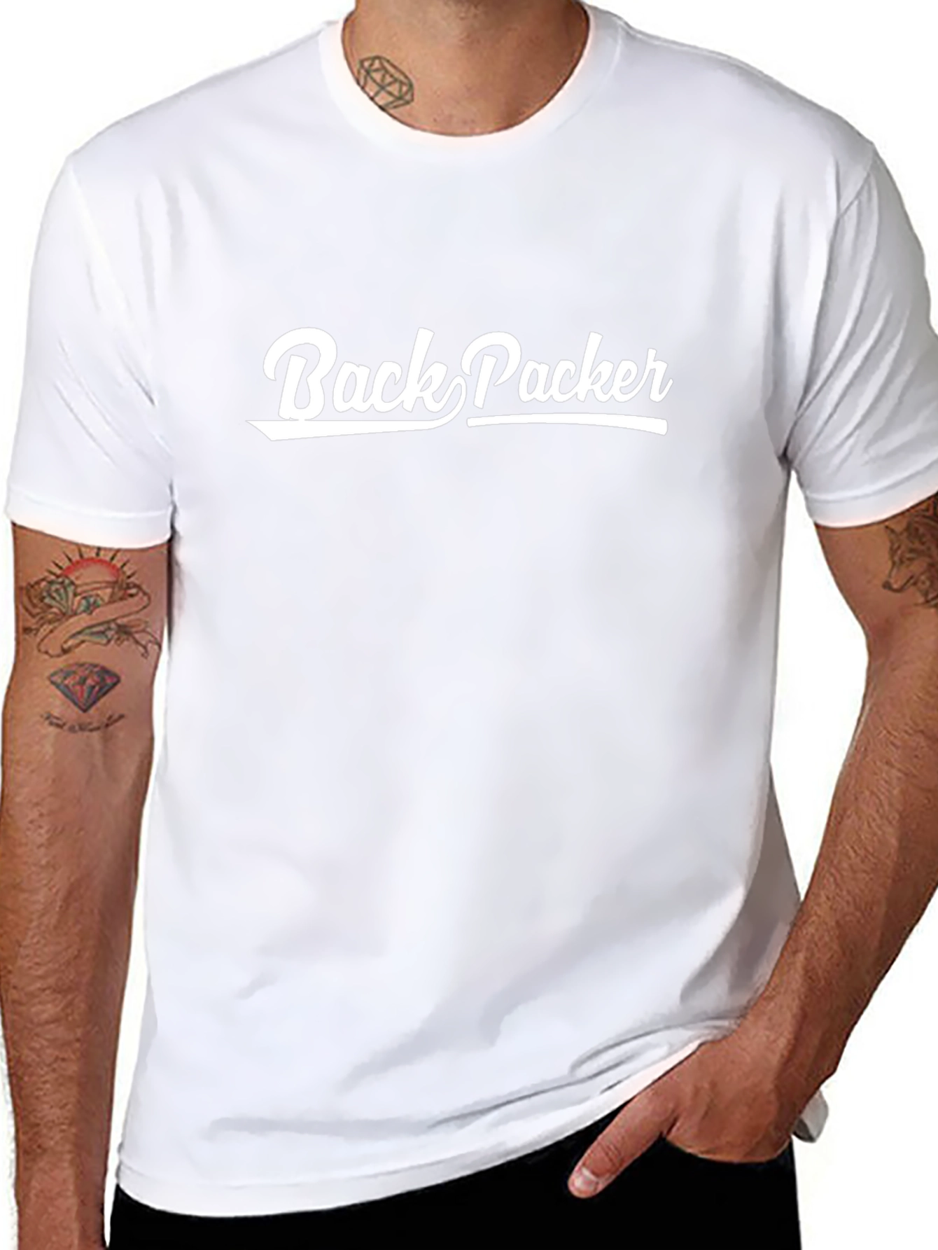 Backpacker Graphic Tee - Black Cotton Short Sleeve