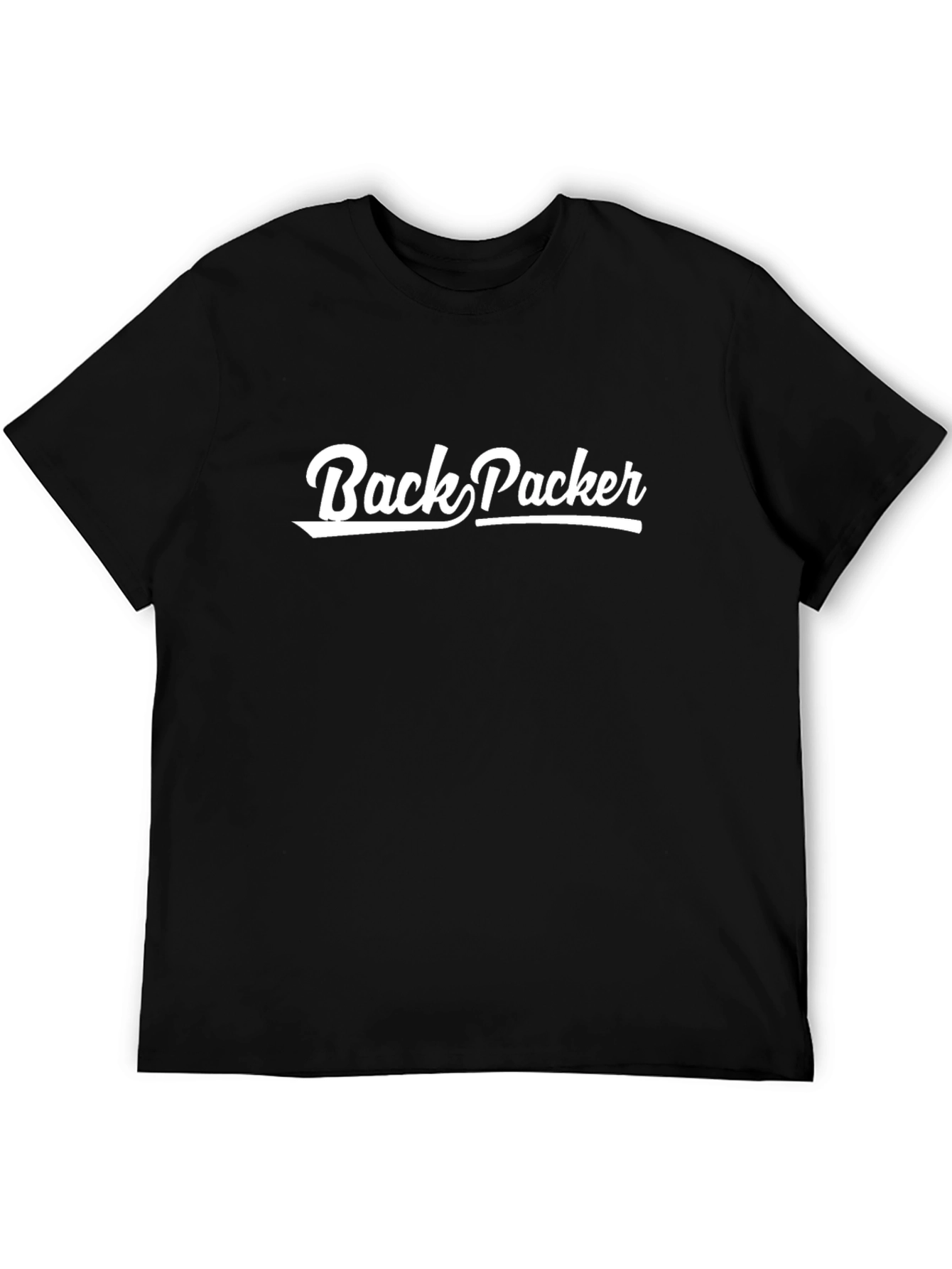 Backpacker Graphic Tee - Black Cotton Short Sleeve