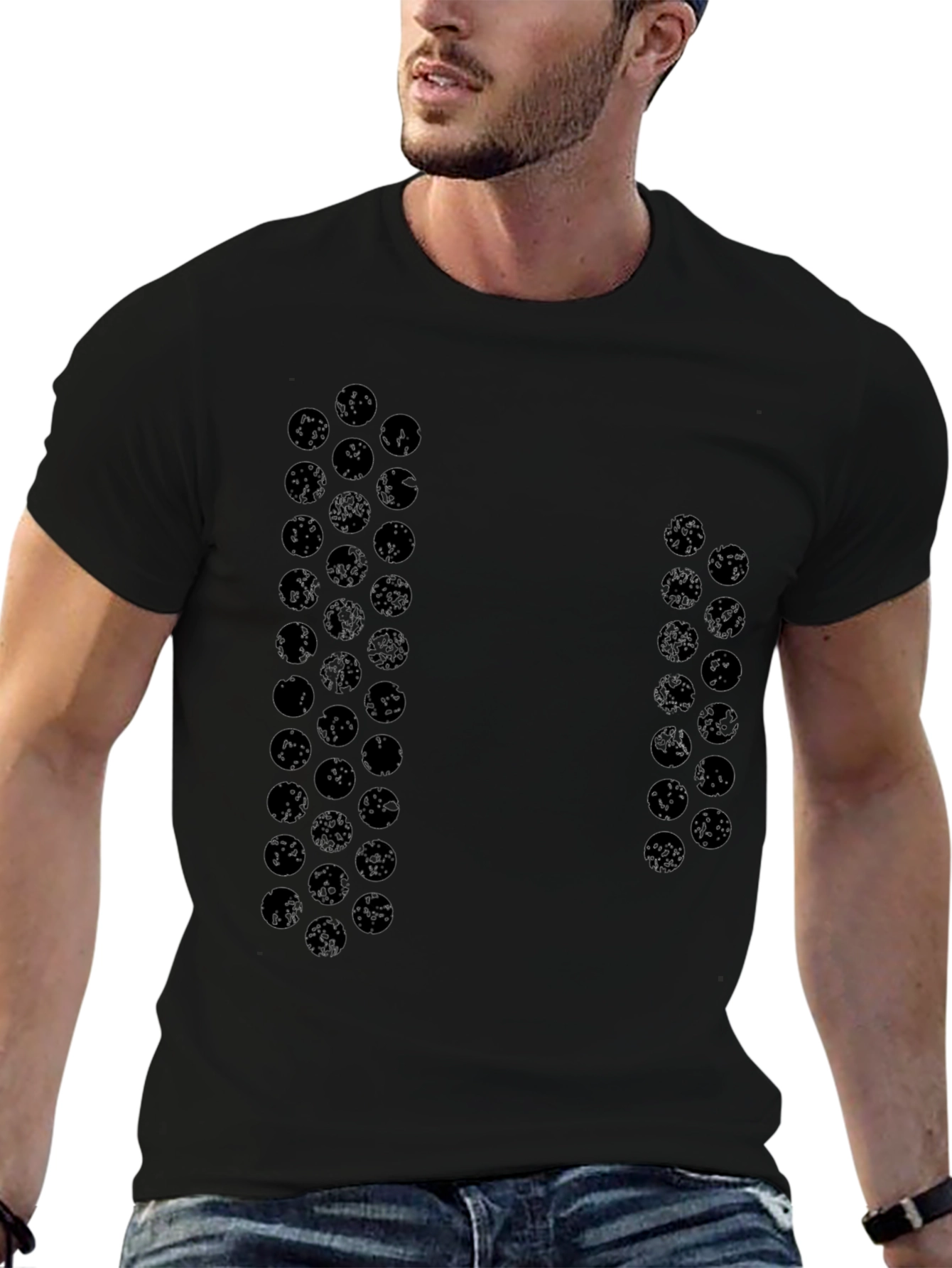 Modern Patterned Black T-Shirt
