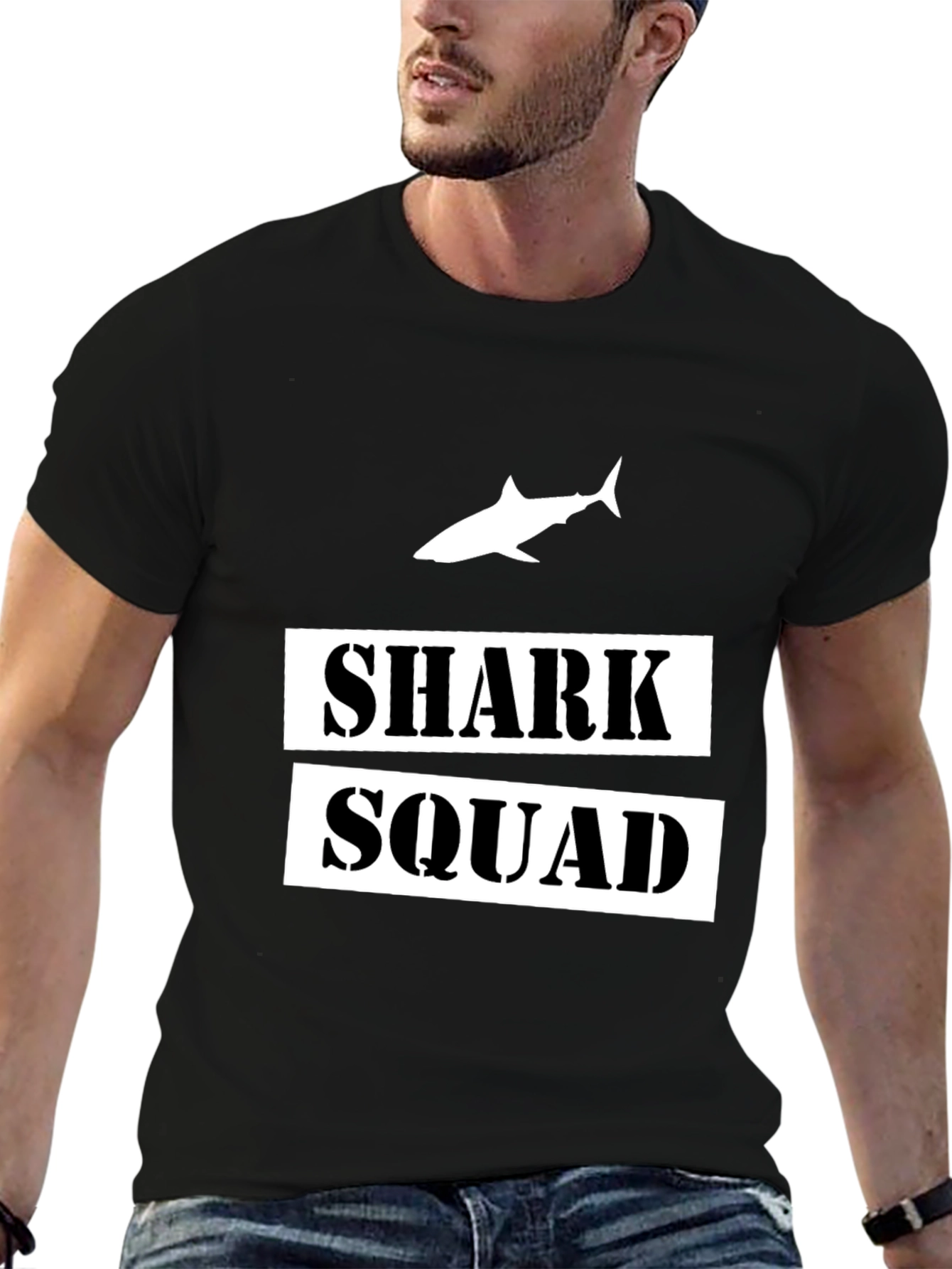 Shark Squad Graphic T-Shirt - Black