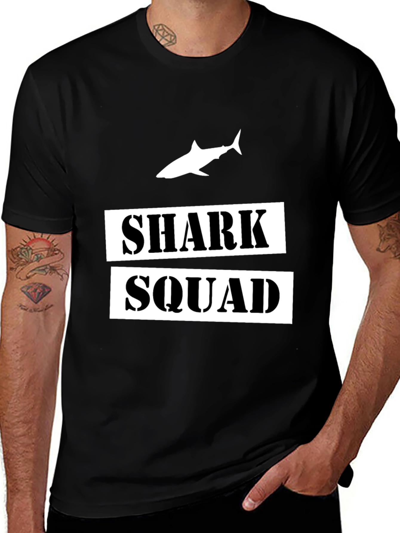 Shark Squad Graphic T-Shirt - Black