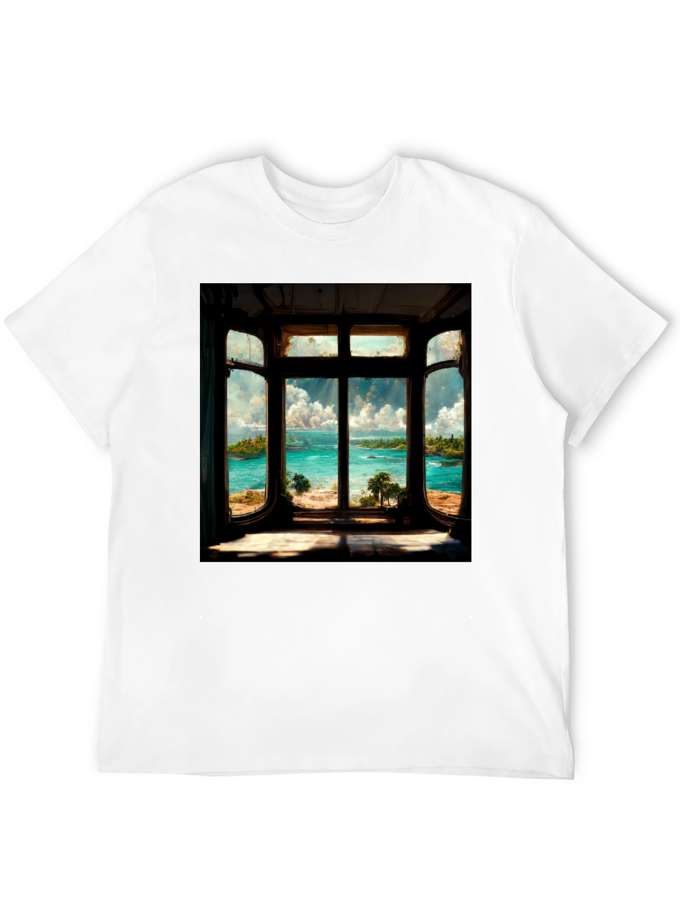Coastal View Graphic Tee - Black Cotton Comfort