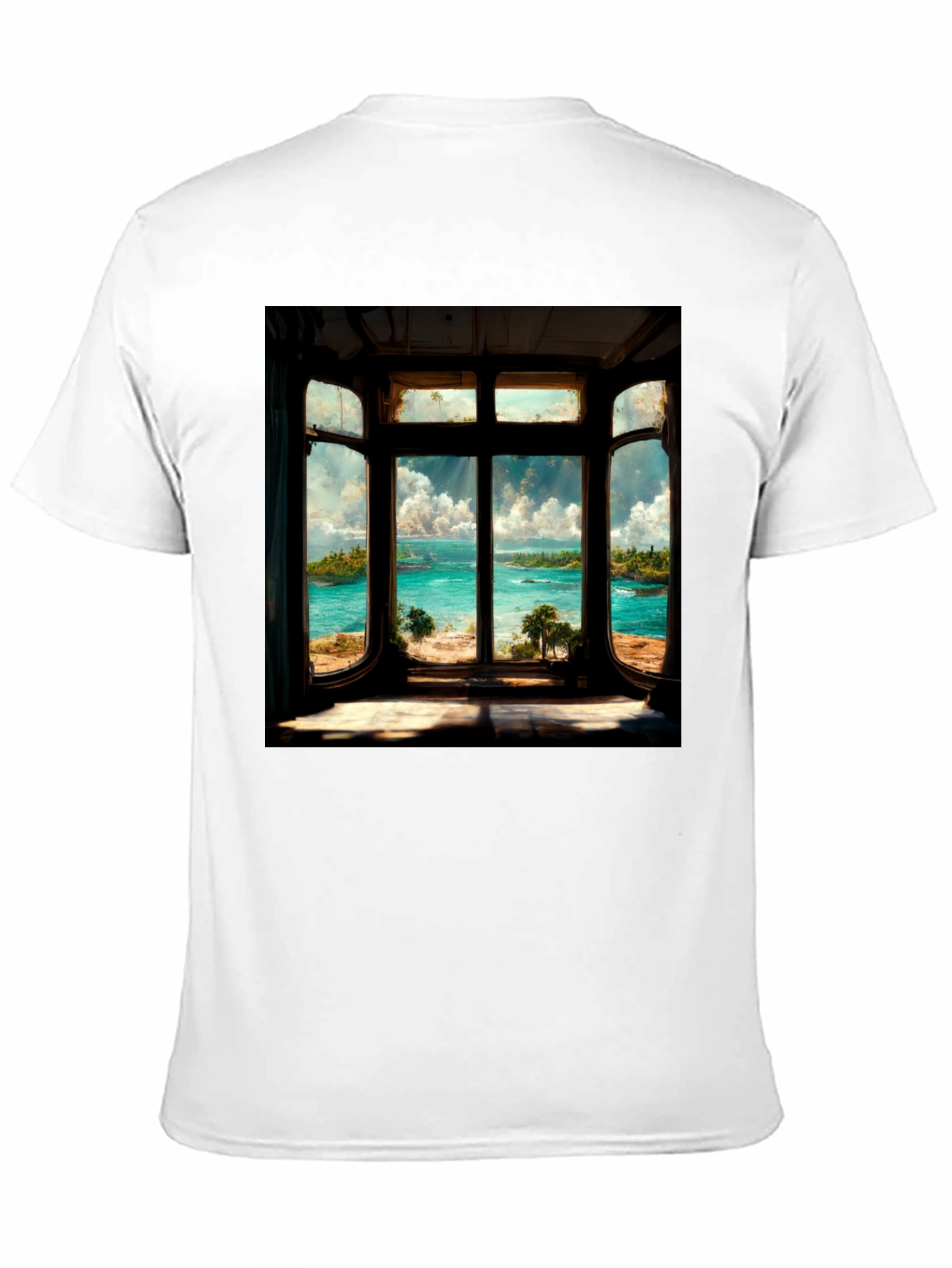 Coastal View Graphic Tee - Black Cotton Comfort