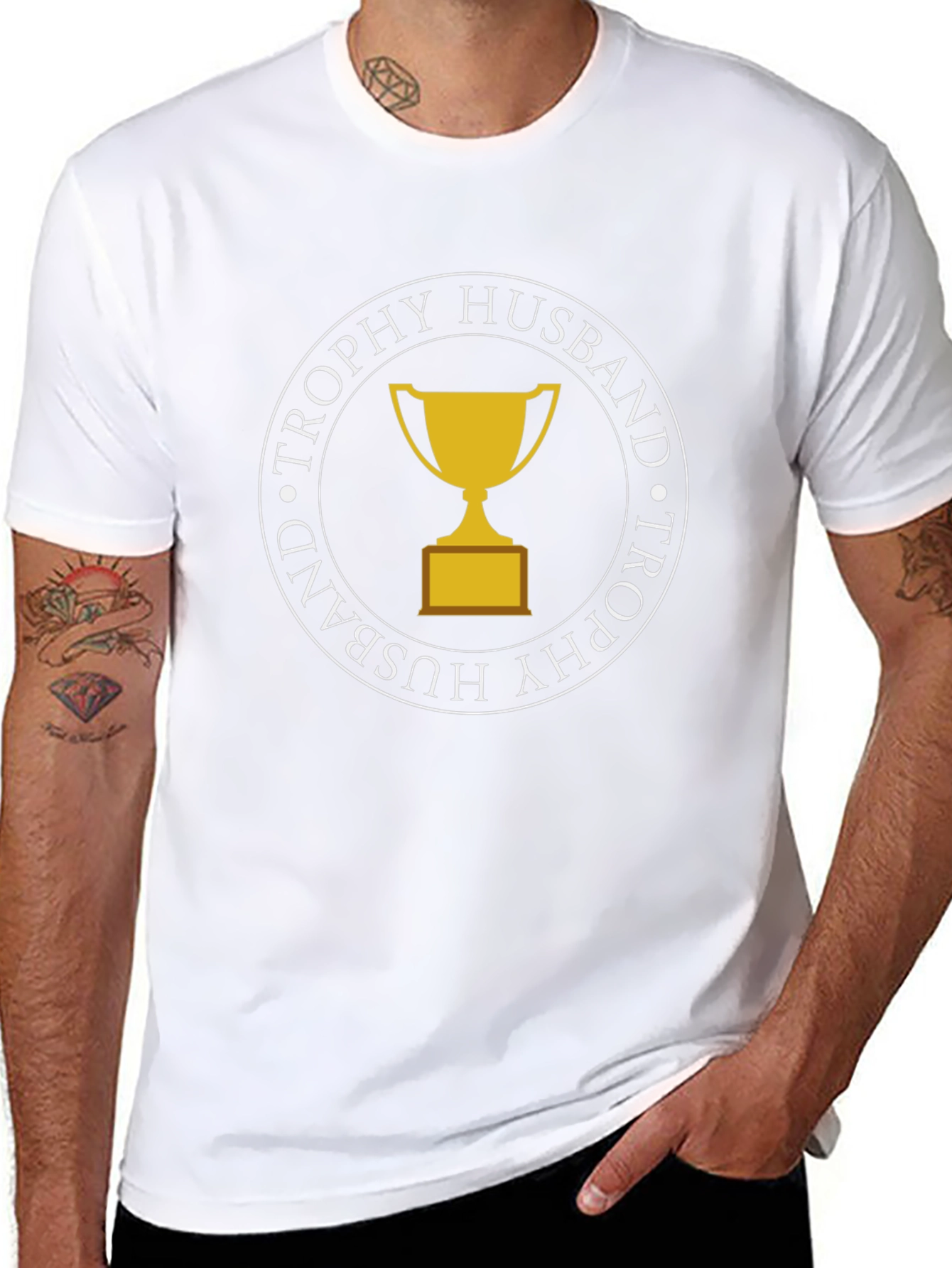 Trophy Husband Graphic Tee - Black Crew Neck