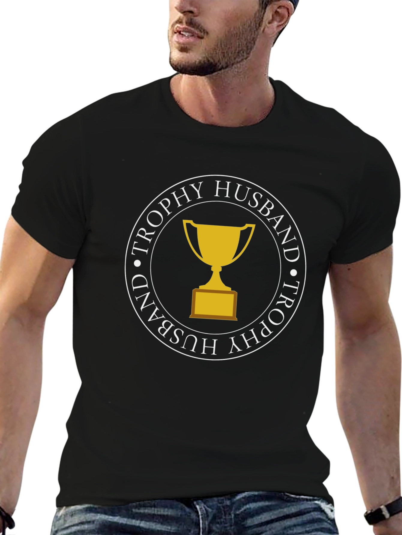 Trophy Husband Graphic Tee - Black Crew Neck