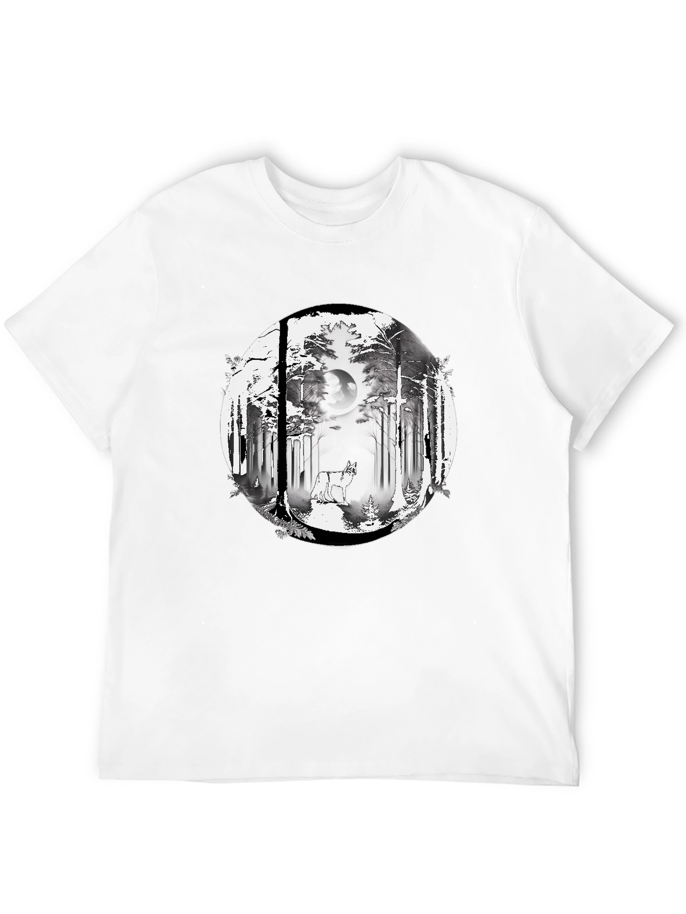 Wolf Forest Graphic Tee - Stylish Black T-Shirt