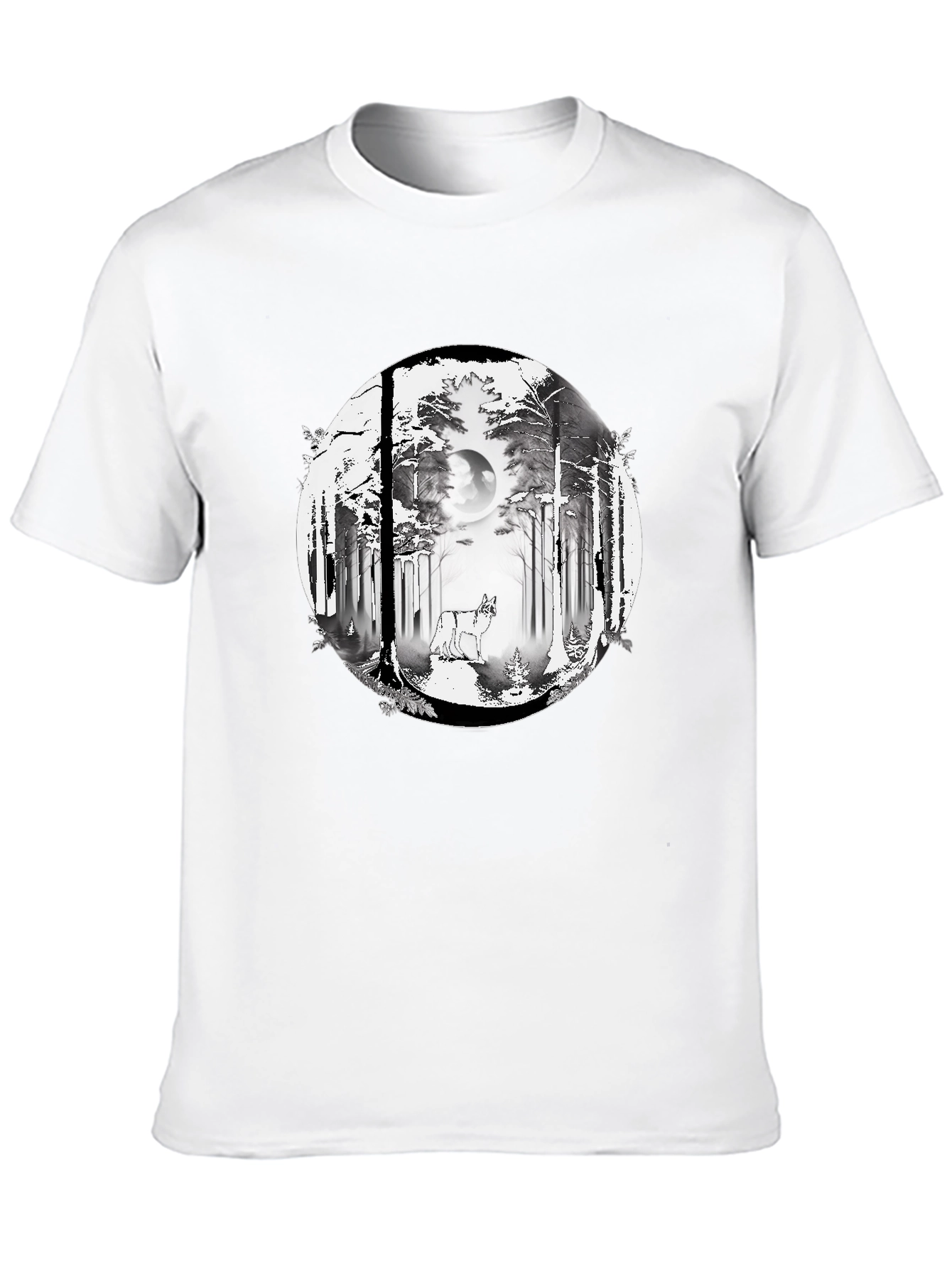 Wolf Forest Graphic Tee - Stylish Black T-Shirt