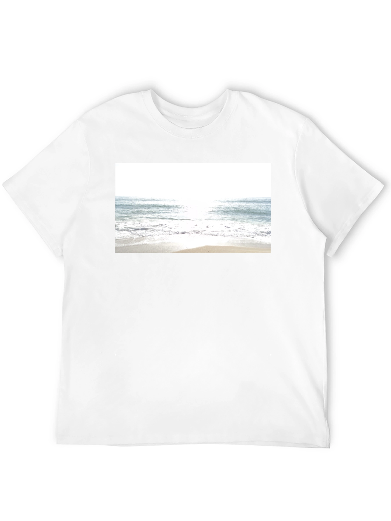 Beach Scene Graphic Tee - Soft Black Cotton T-Shirt