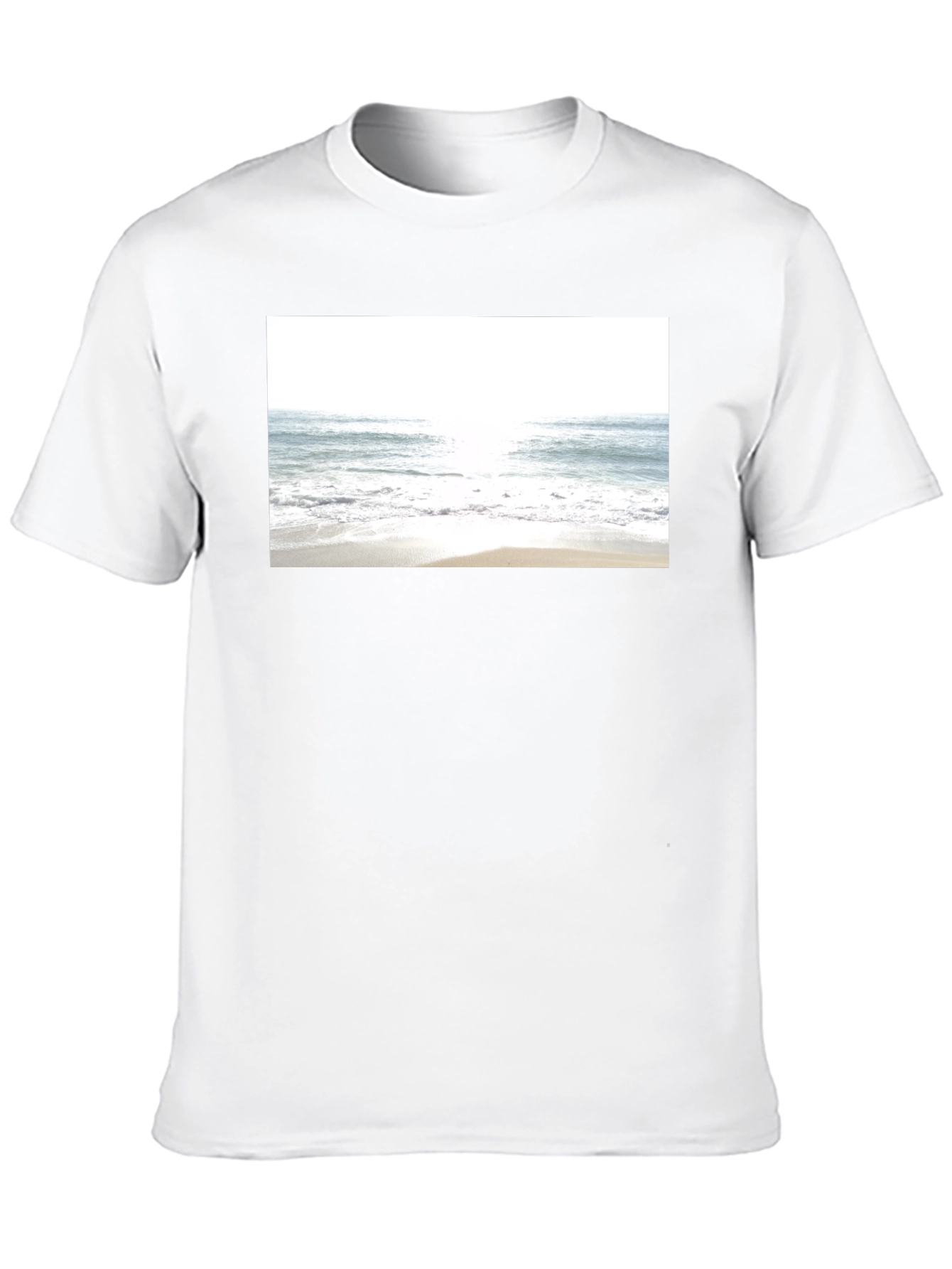 Beach Scene Graphic Tee - Soft Black Cotton T-Shirt