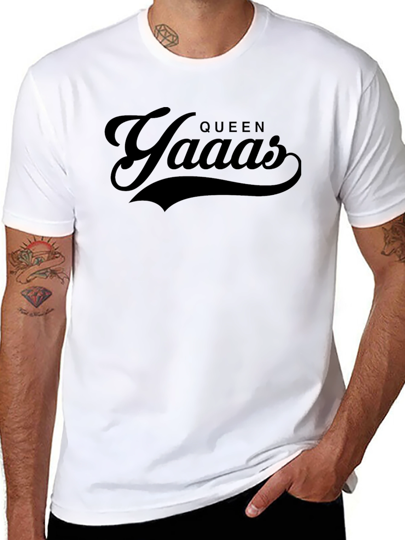 Queen Yaaas Graphic T-Shirt - Stylish Black Tee