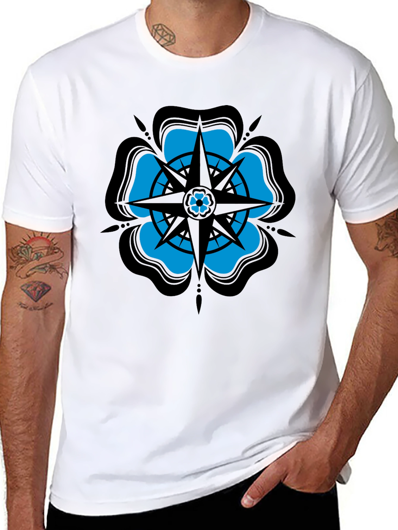 Nautical Rose Compass Graphic T-Shirt