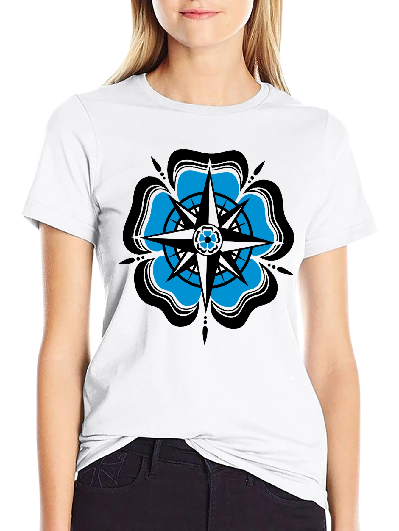 Nautical Rose Compass Graphic T-Shirt