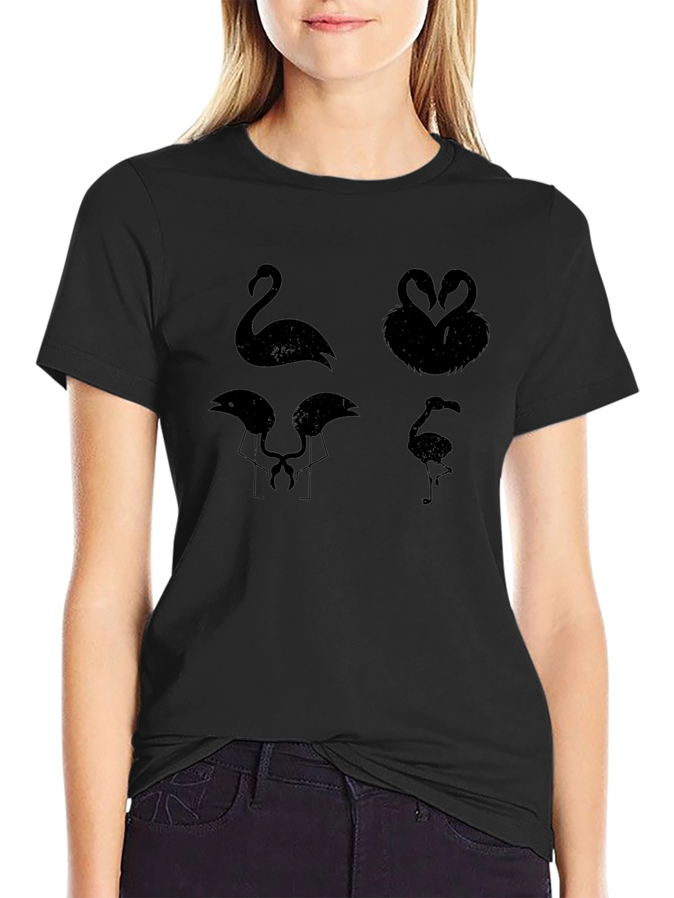 Flamingo Silhouette Black Graphic Tee