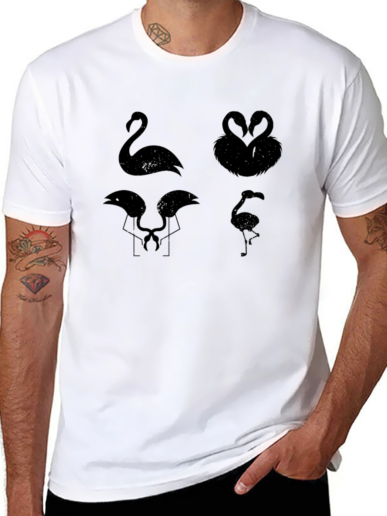 Flamingo Silhouette Black Graphic Tee