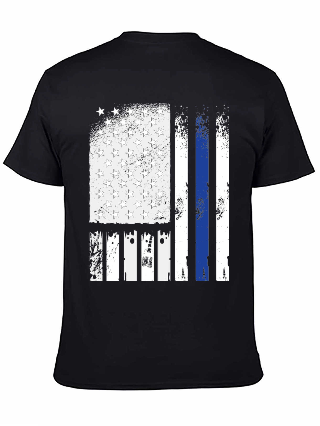 Thin Blue Line American Flag Graphic T-Shirt