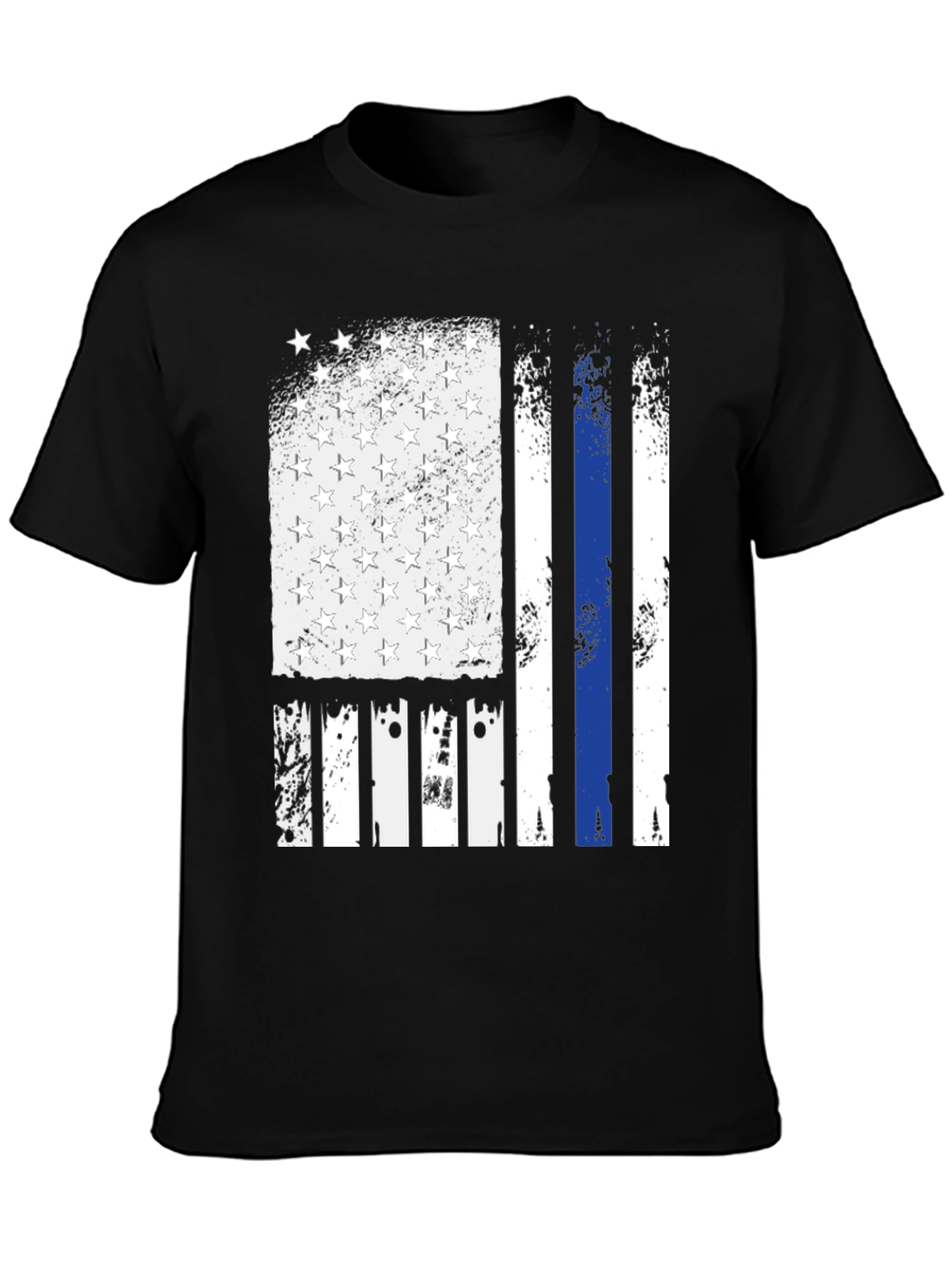 Thin Blue Line American Flag Graphic T-Shirt