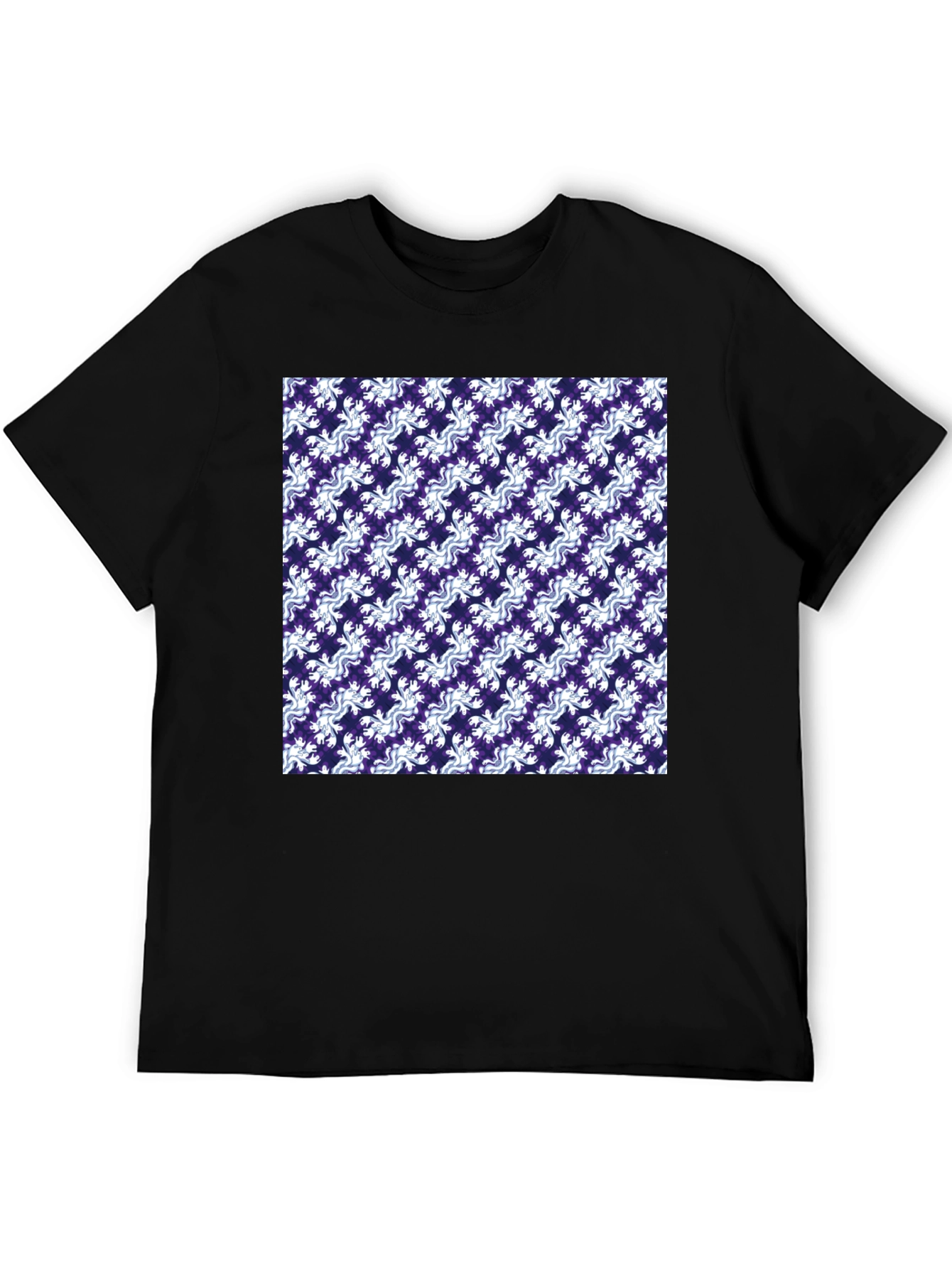 Stylish Patterned Mens Black T-Shirt