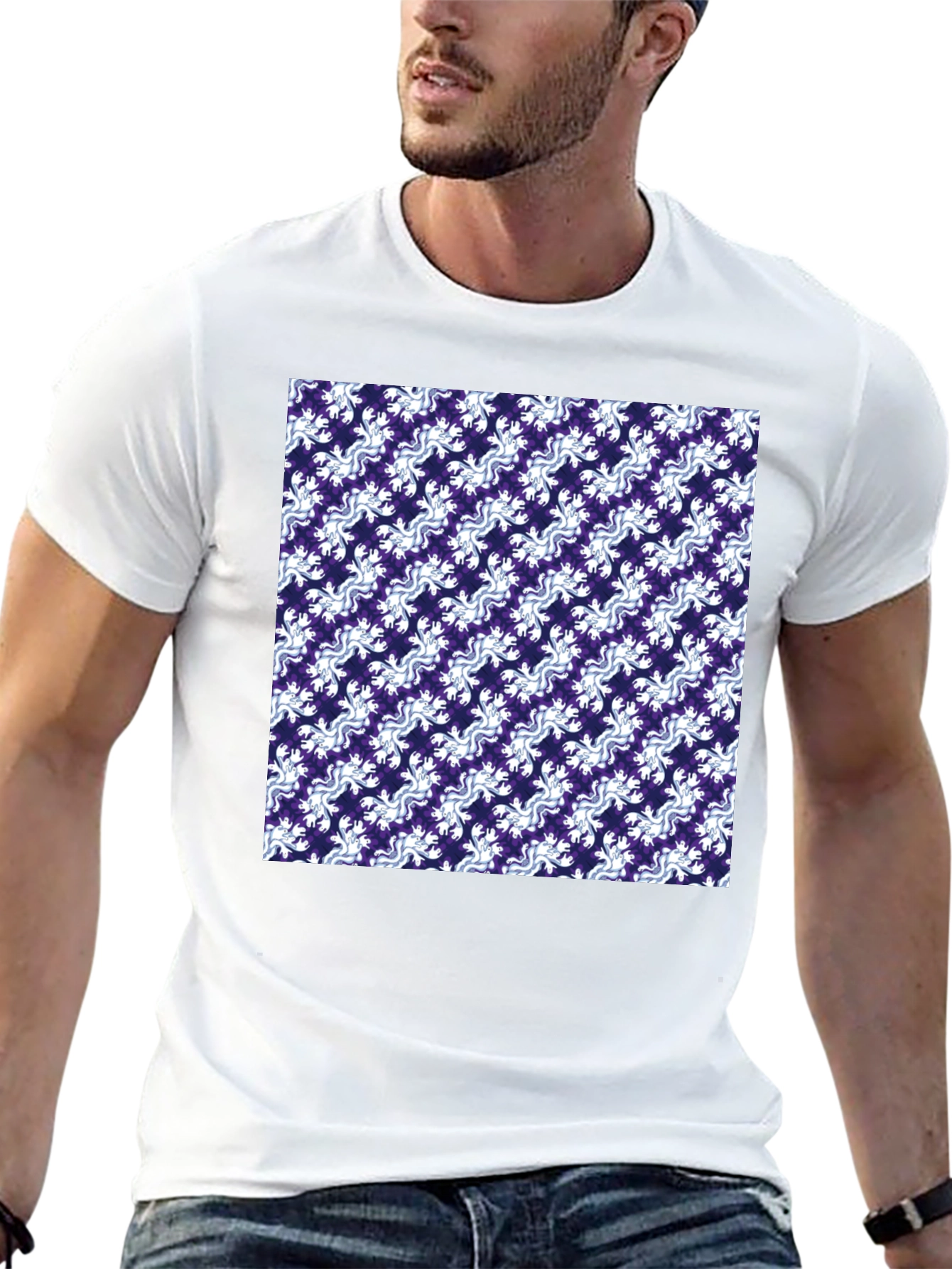 Stylish Patterned Mens Black T-Shirt