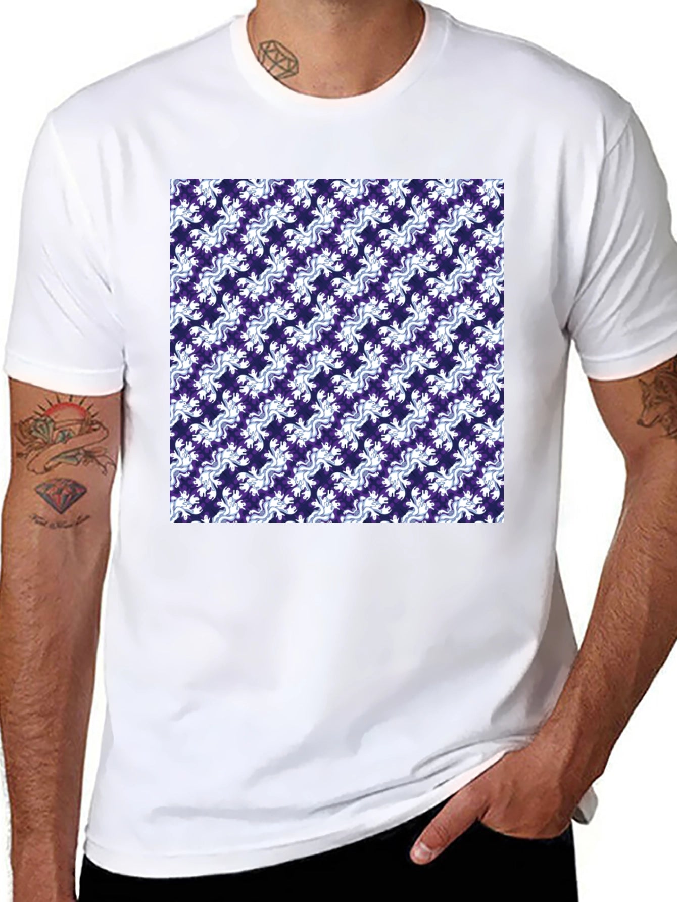Stylish Patterned Mens Black T-Shirt