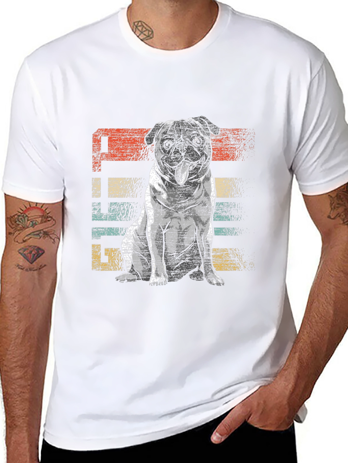 Retro Pug Graphic Tee - Unisex Black T-Shirt
