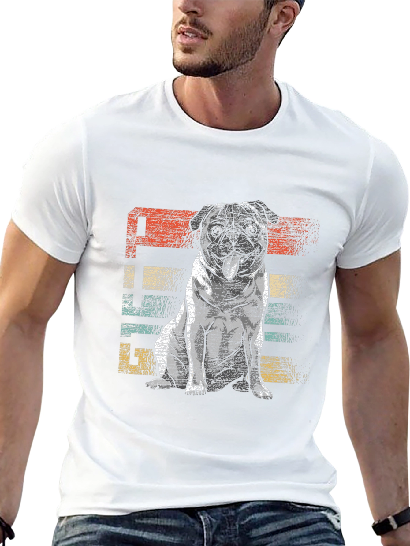 Retro Pug Graphic Tee - Unisex Black T-Shirt