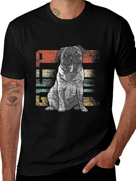 Retro Pug Graphic Tee - Unisex Black T-Shirt
