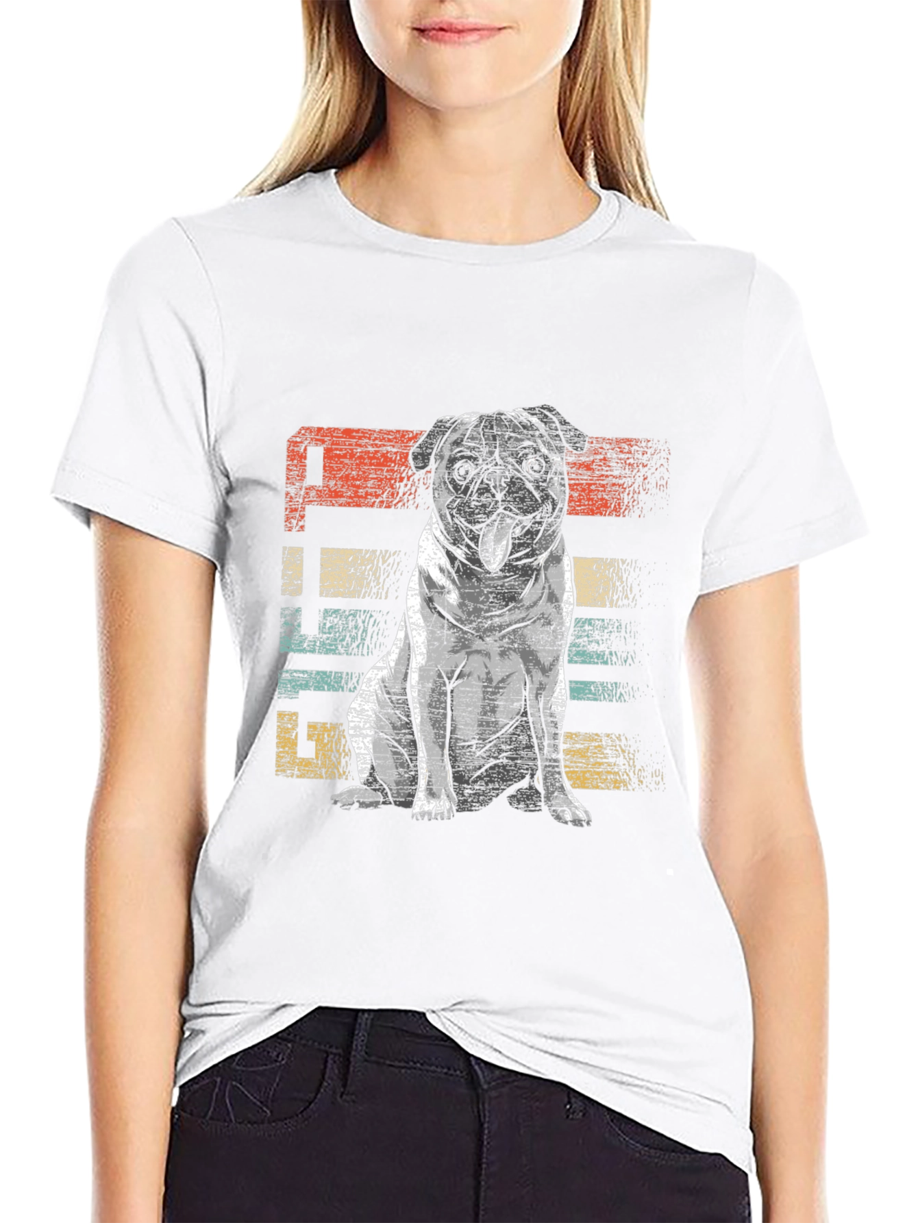 Retro Pug Graphic Tee - Unisex Black T-Shirt