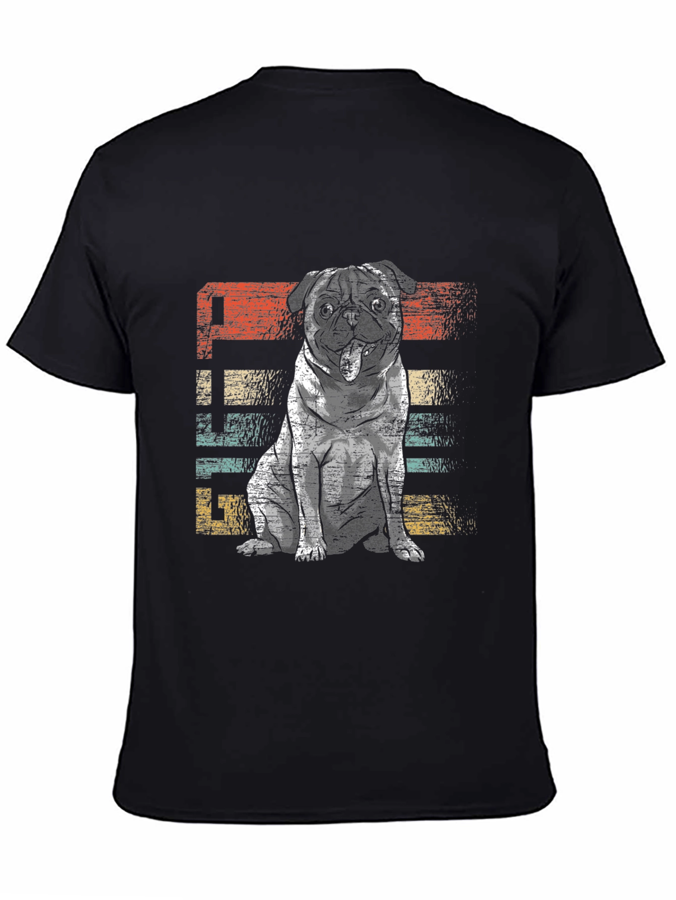 Retro Pug Graphic Tee - Unisex Black T-Shirt