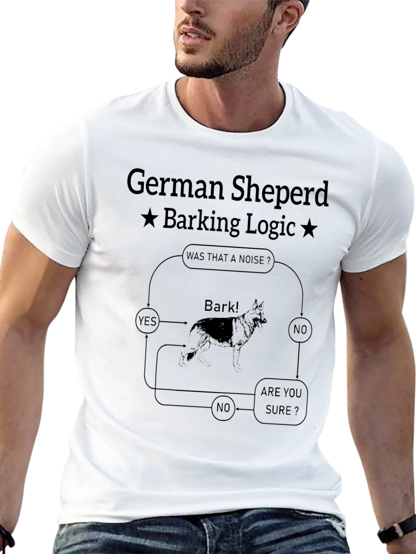 German Shepherd Barking Logic T-Shirt