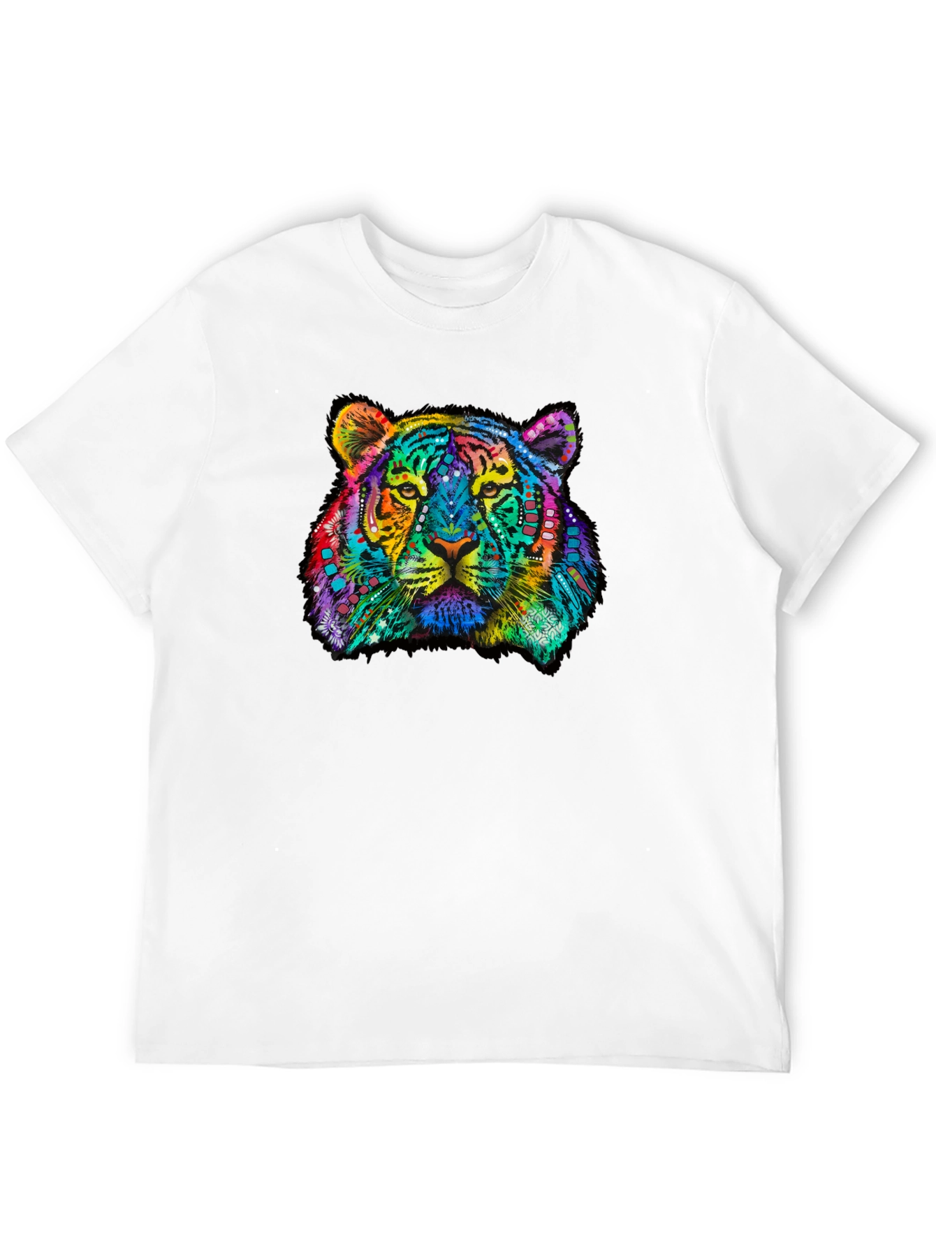 Vibrant Tiger Graphic Tee - Black Cotton T-Shirt
