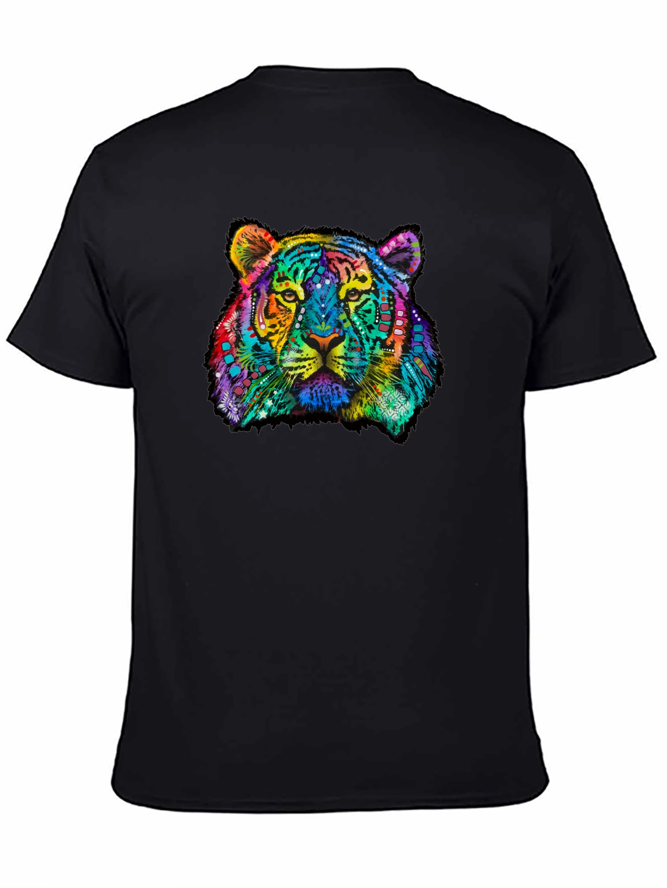 Vibrant Tiger Graphic Tee - Black Cotton T-Shirt