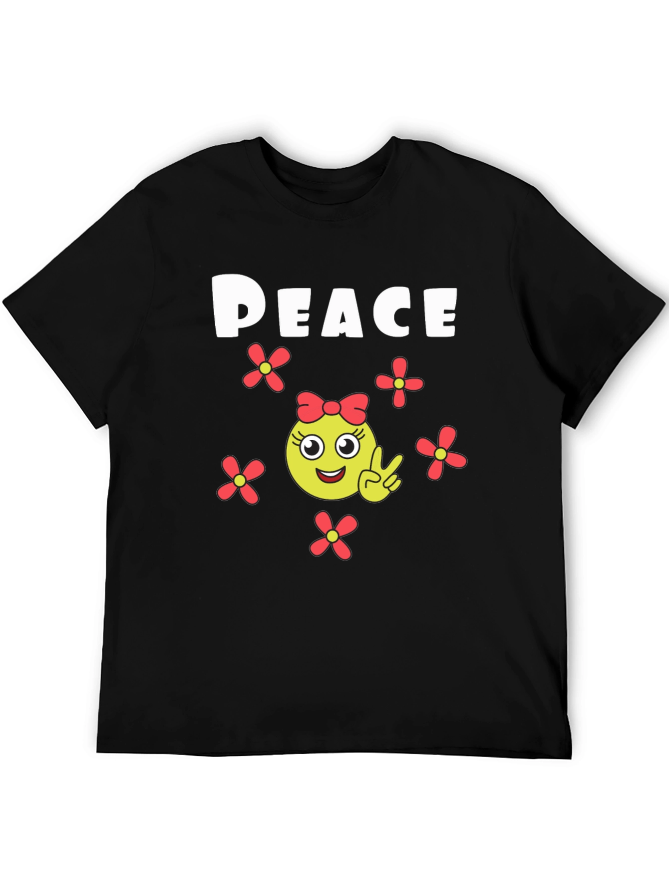 Peace Sign Emoji T-Shirt - Black Cotton