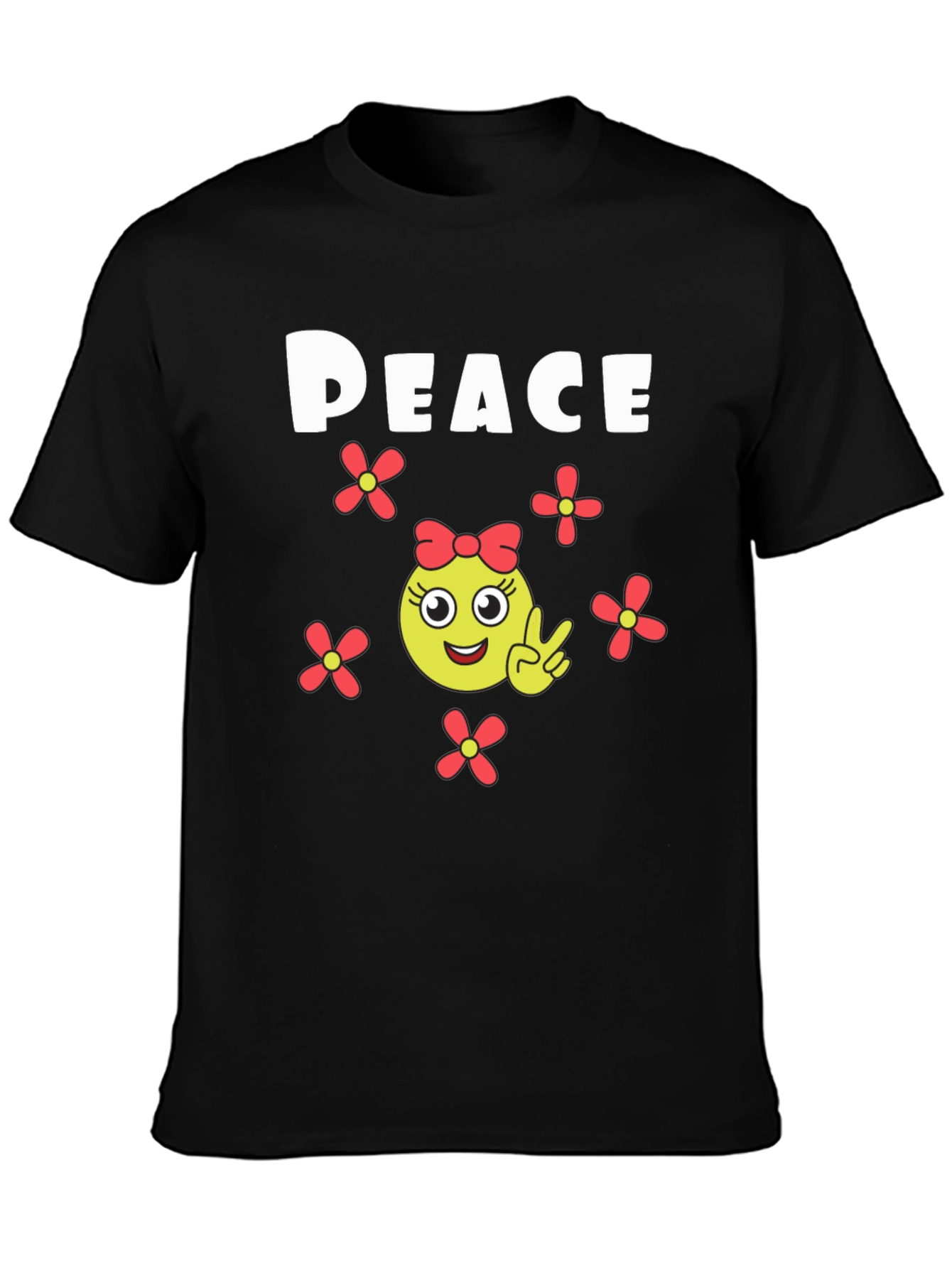 Peace Sign Emoji T-Shirt - Black Cotton