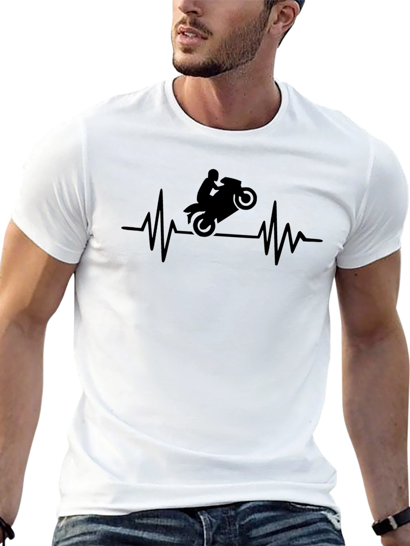 Motorcycle Heartbeat Graphic Tee - Ride On!