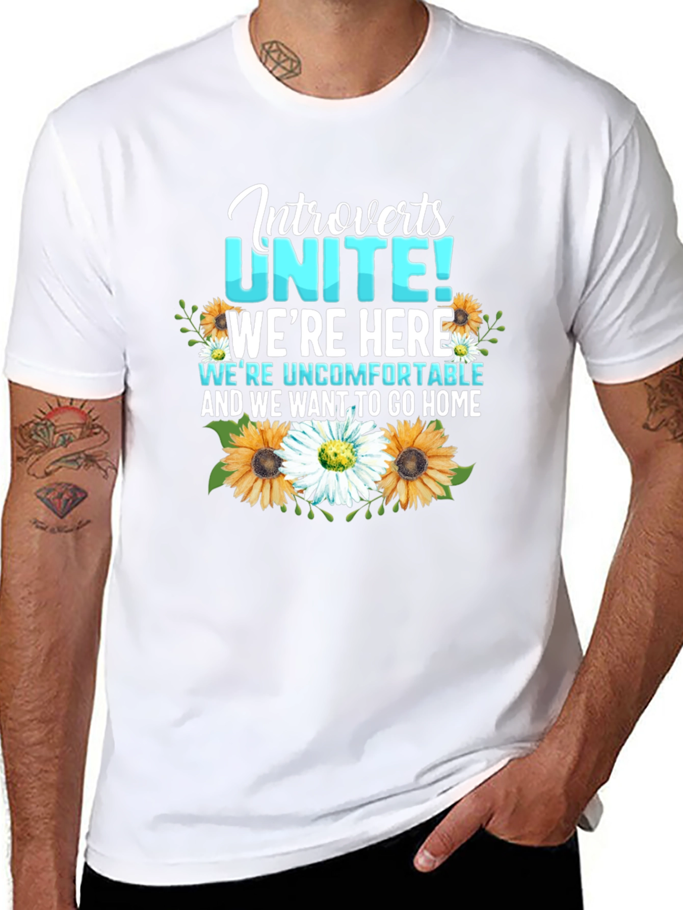 Introverts Unite T-Shirt with Floral Design