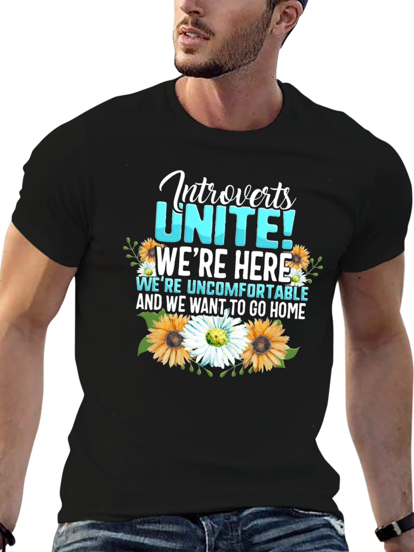 Introverts Unite T-Shirt with Floral Design