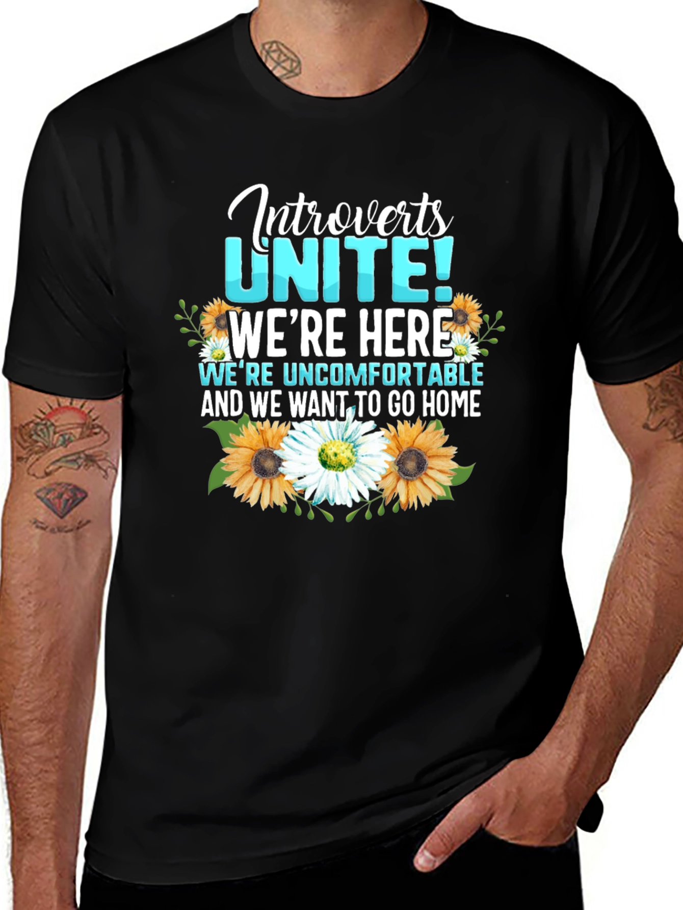 Introverts Unite T-Shirt with Floral Design