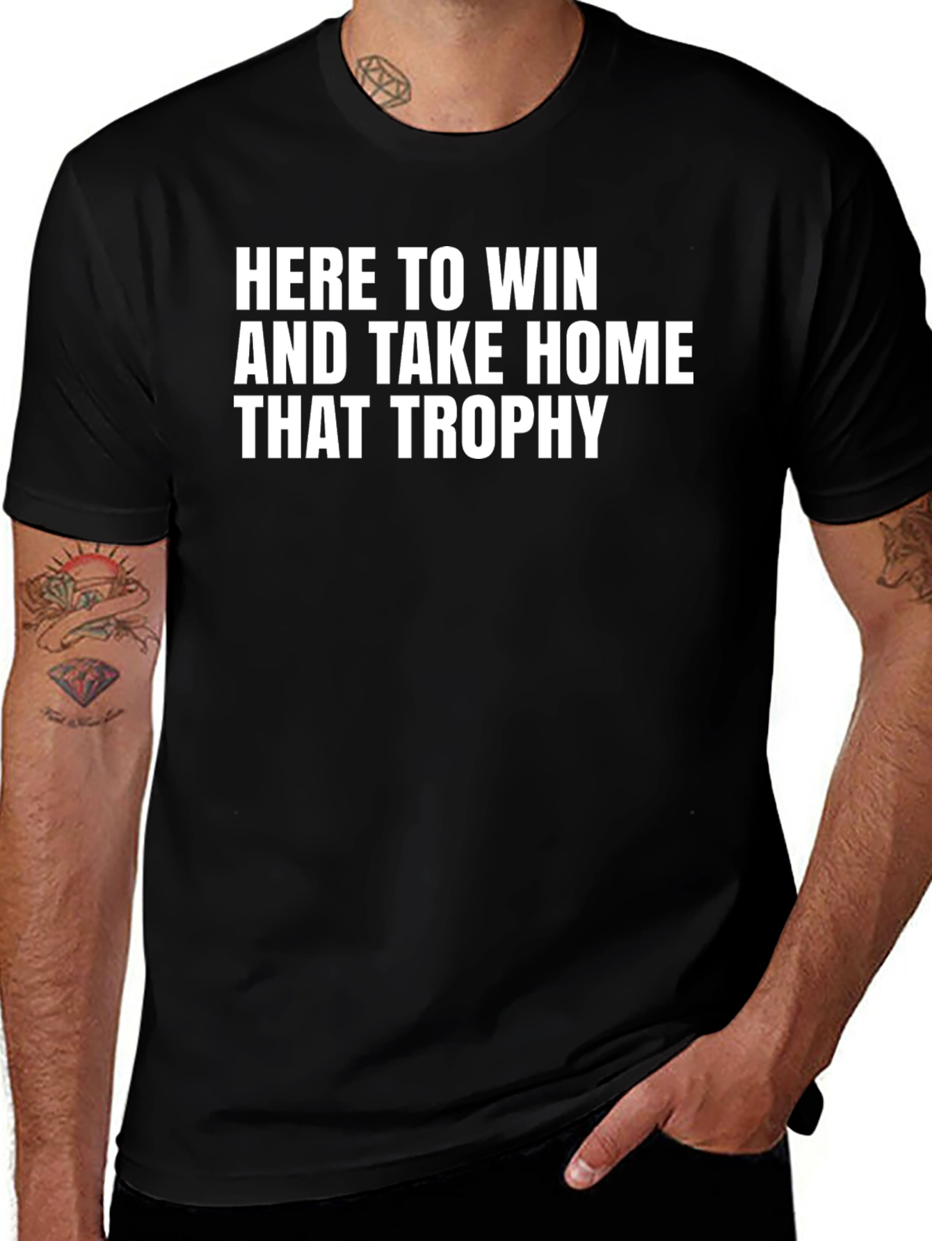 Here to Win Black Graphic Tee