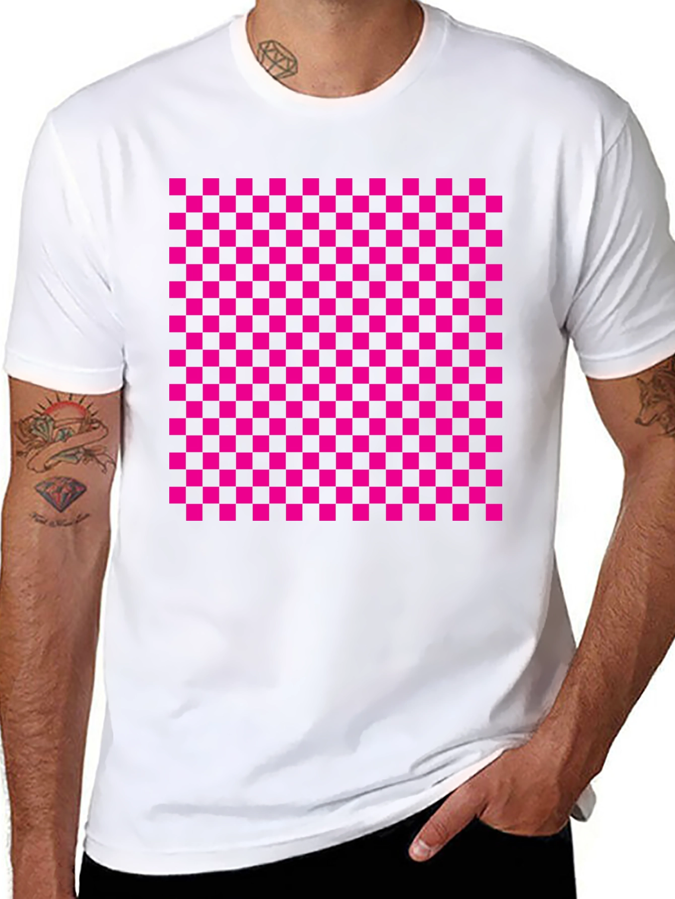 Checkerboard Graphic Tee - Retro Style