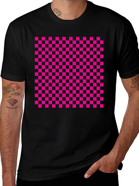 Checkerboard Graphic Tee - Retro Style