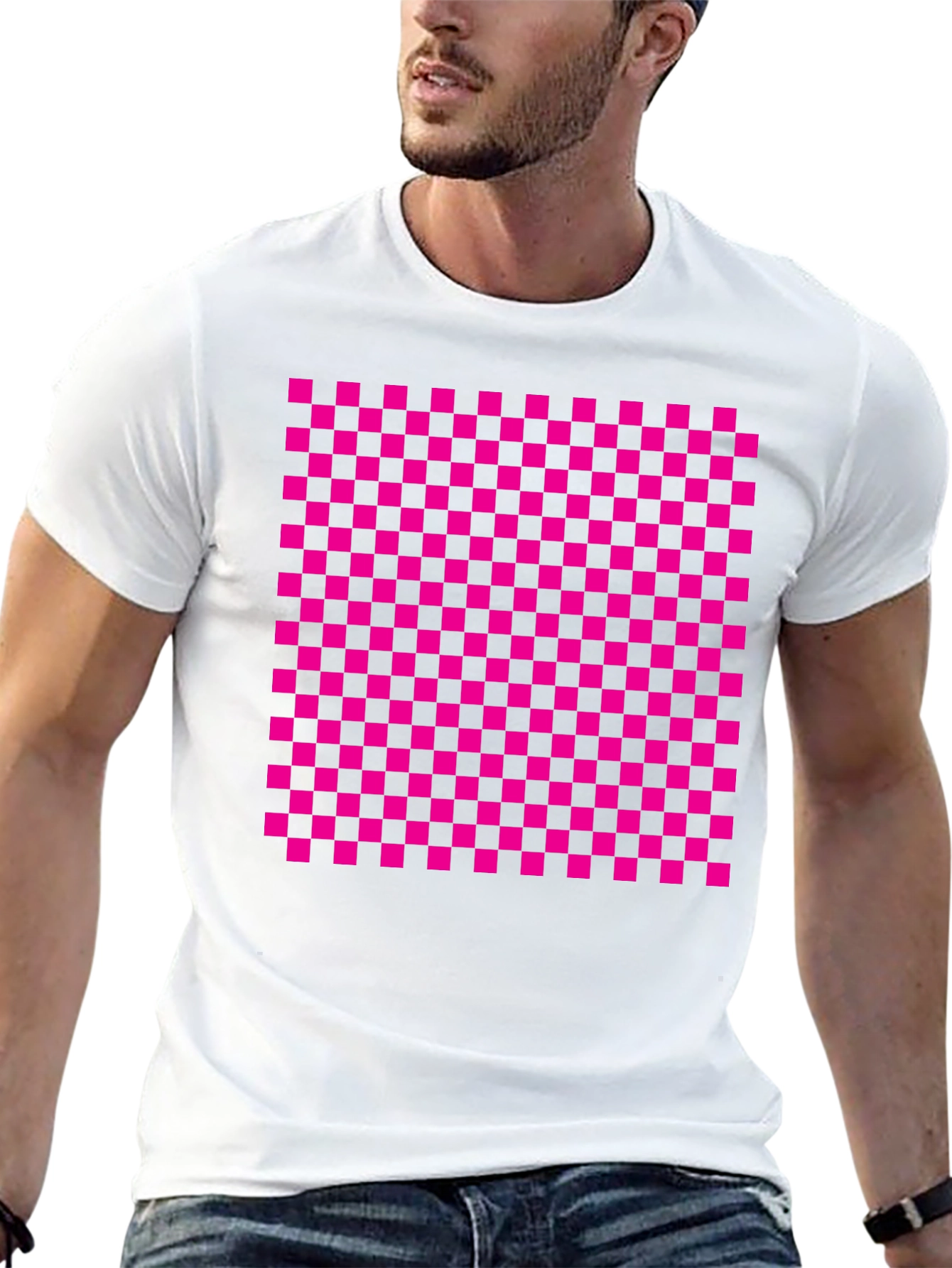 Checkerboard Graphic Tee - Retro Style