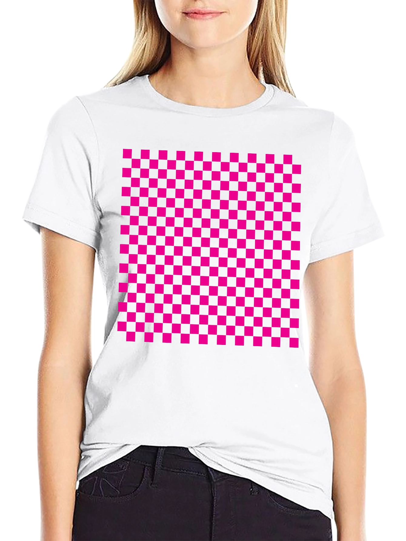 Checkerboard Graphic Tee - Retro Style