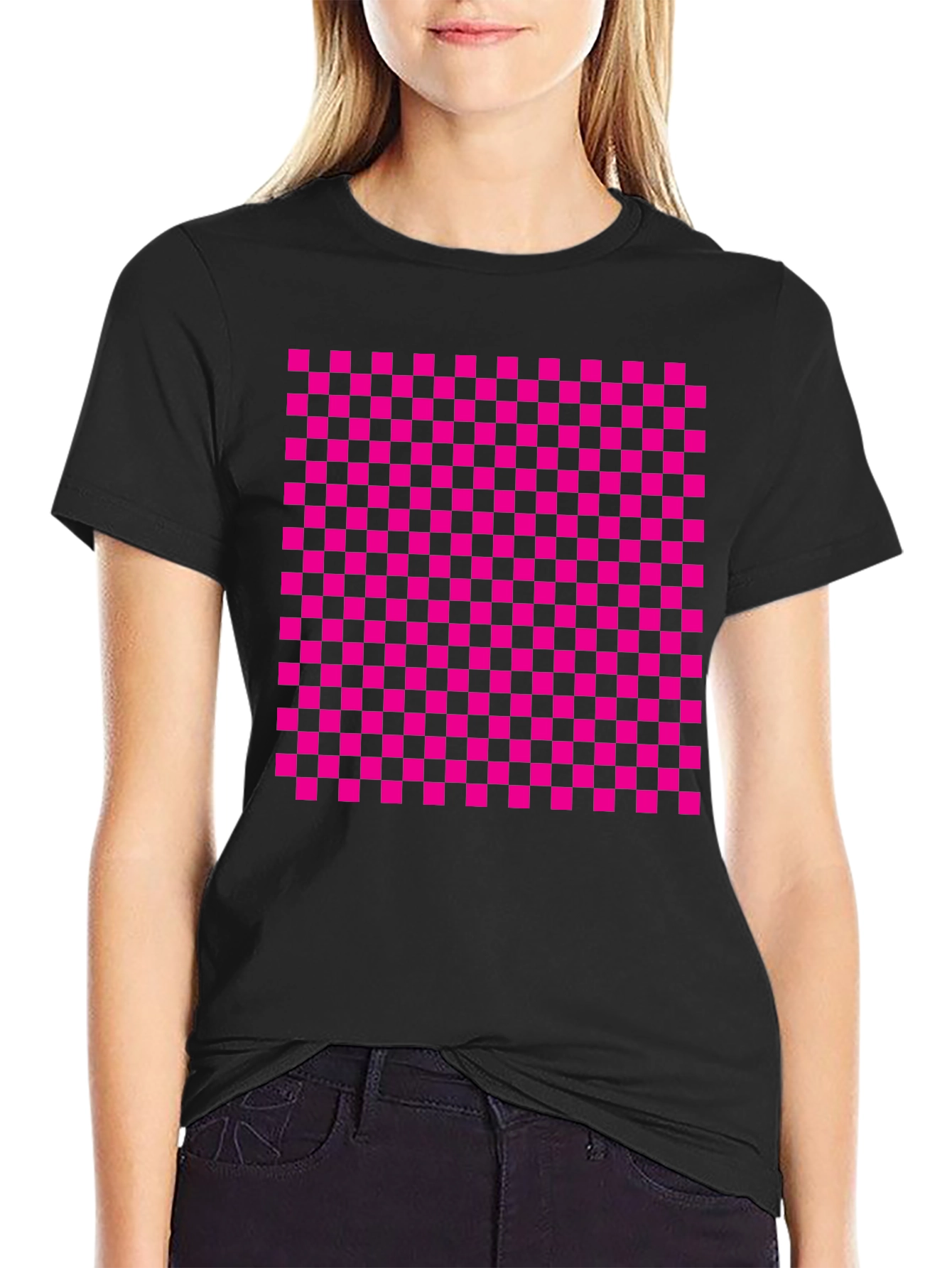 Checkerboard Graphic Tee - Retro Style