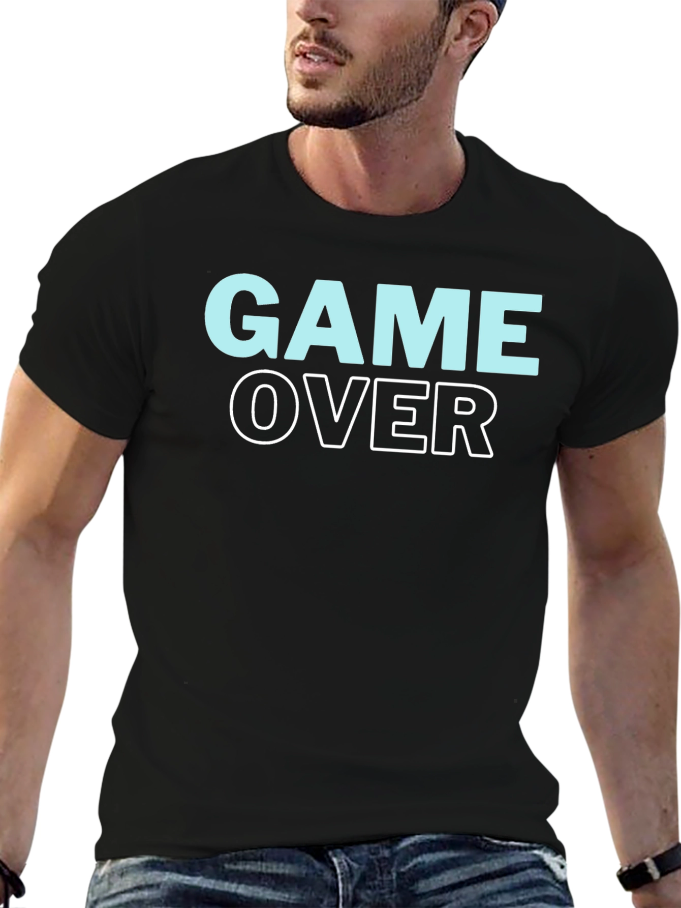 Game Over Graphic Print Crew Neck T-Shirt
