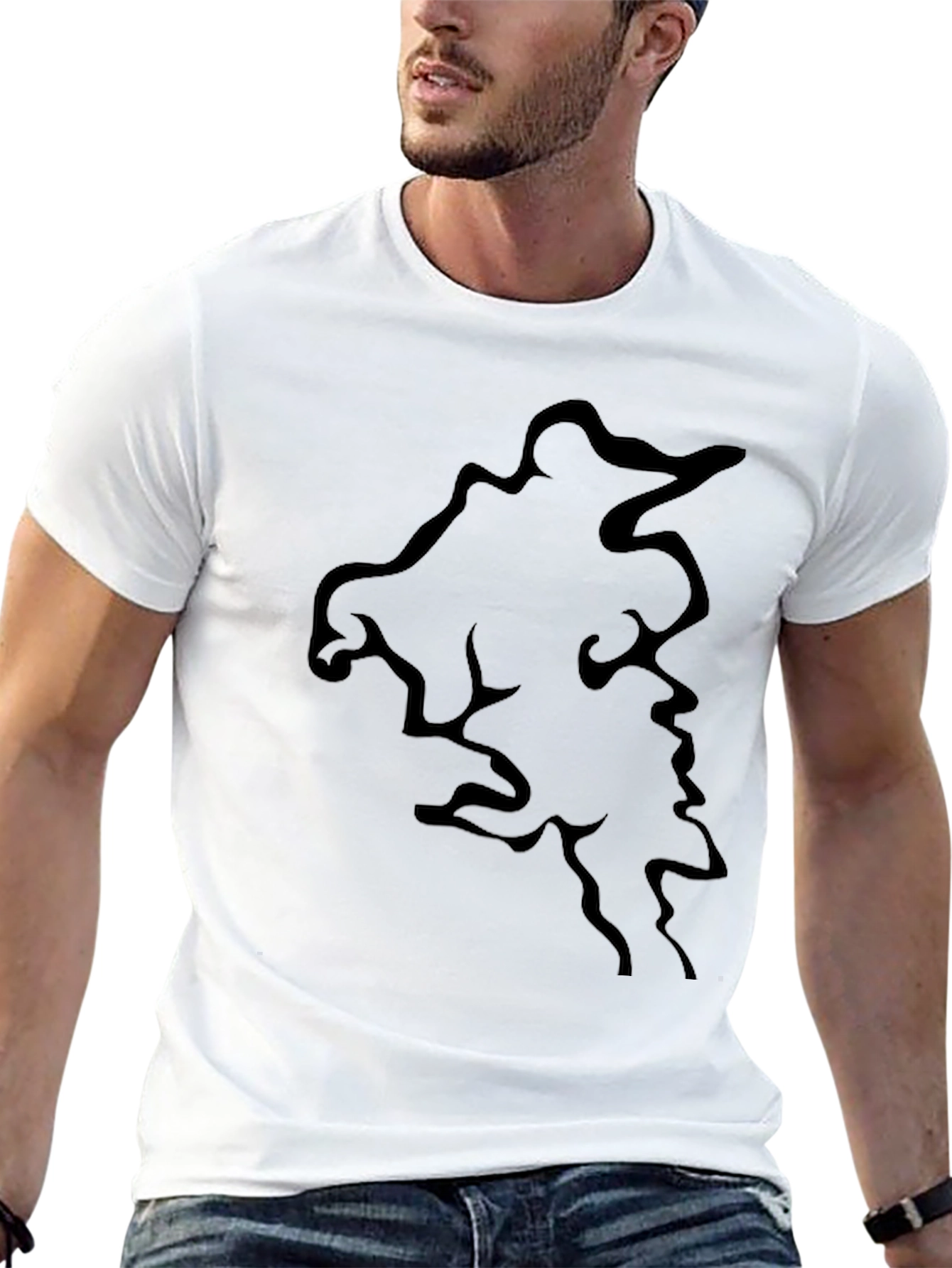 Mens Black Graphic Tee - Abstract Design