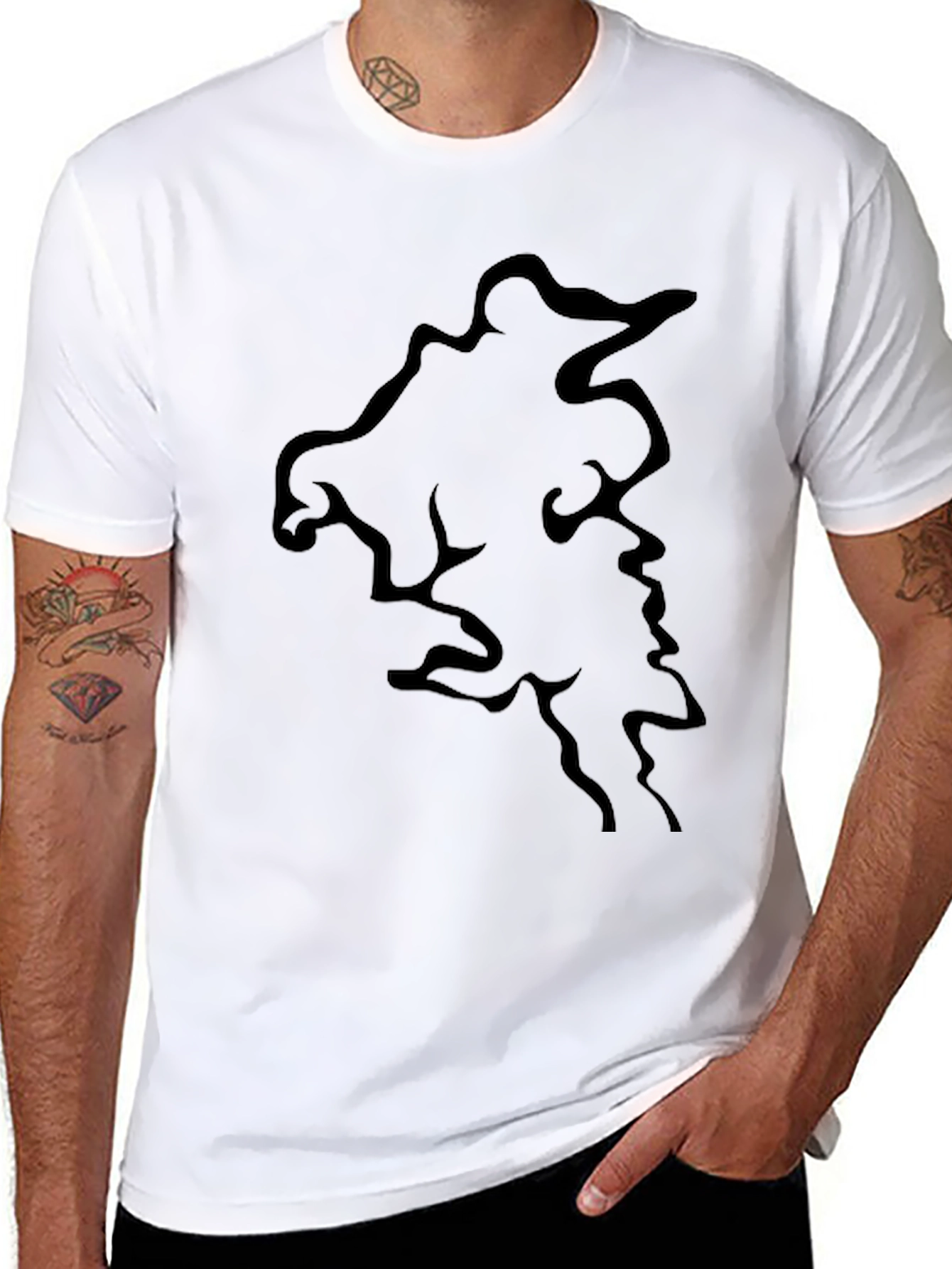 Mens Black Graphic Tee - Abstract Design