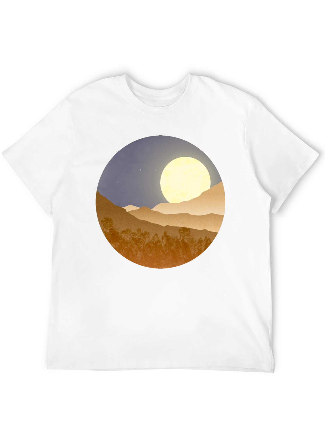 Moonlit Mountain Graphic Tee - Soft Black Cotton Blend