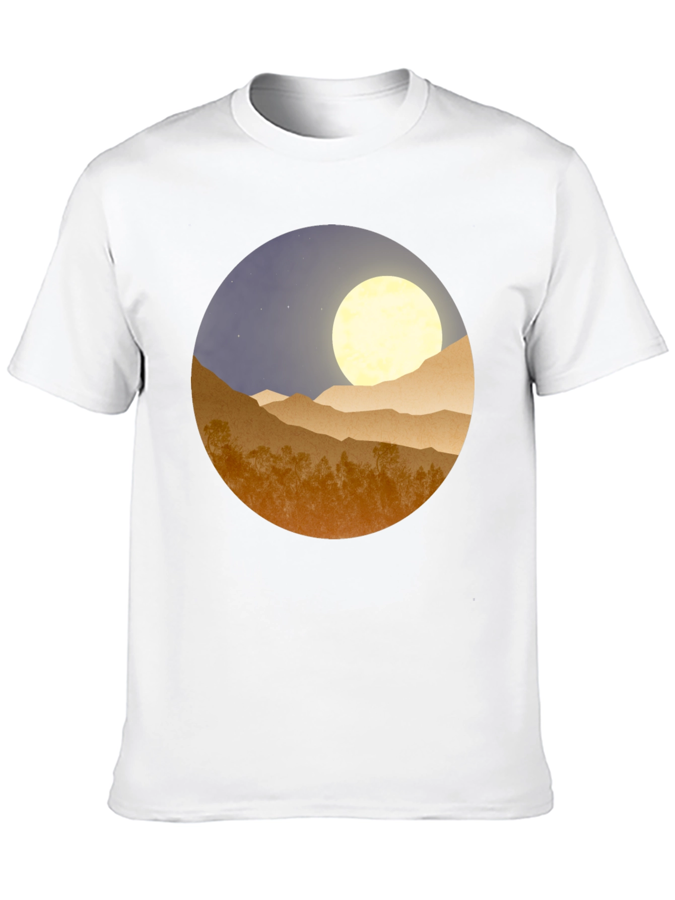 Moonlit Mountain Graphic Tee - Soft Black Cotton Blend