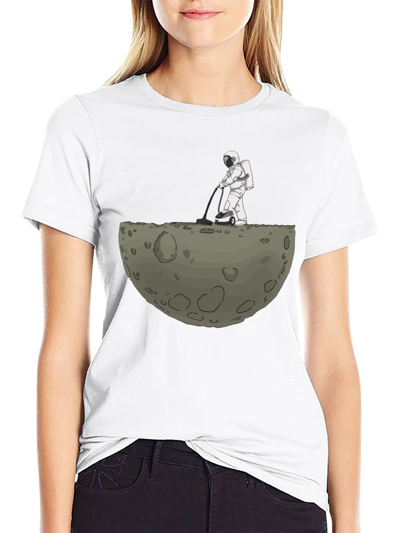 Astronaut Moon Cleaning Graphic T-Shirt