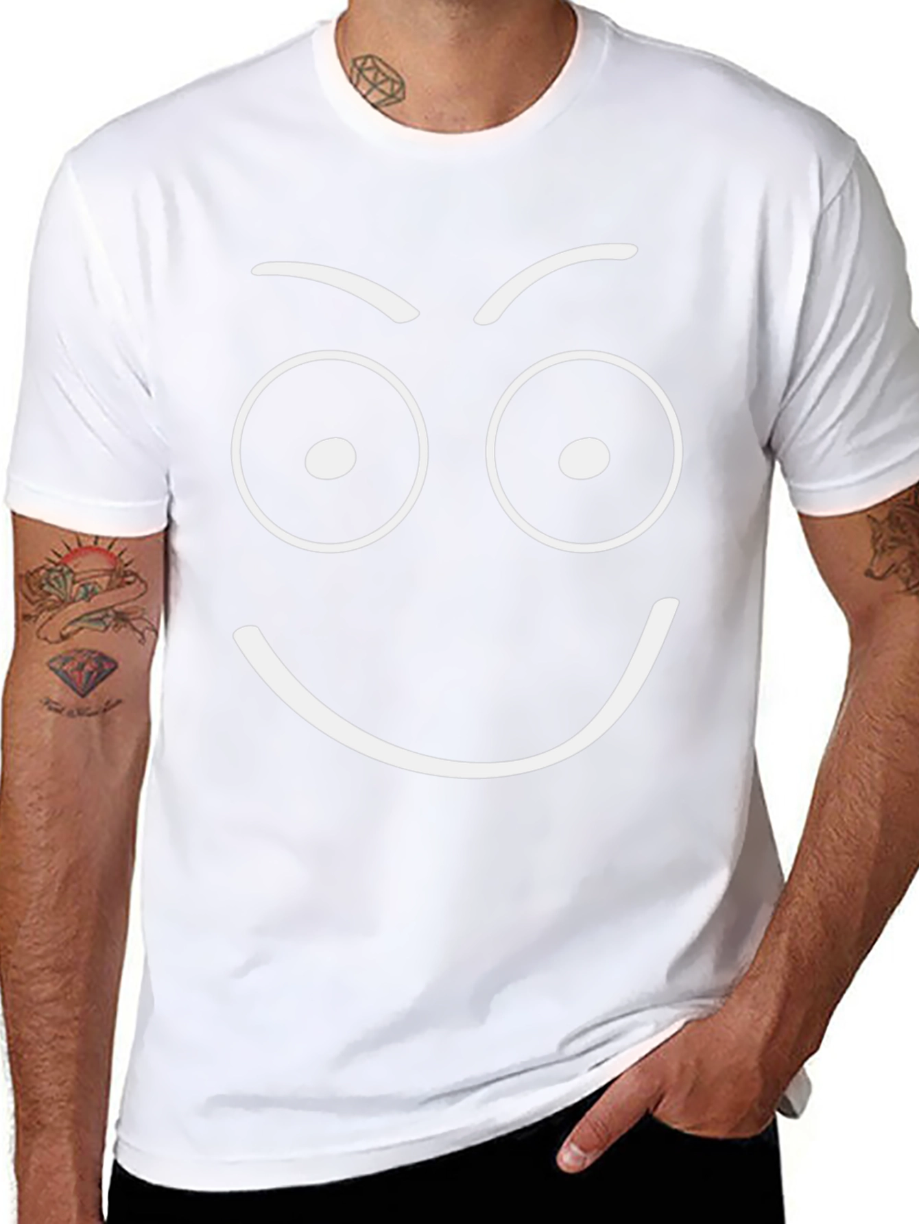 Funny Face Graphic Tee - Black Cotton T-Shirt